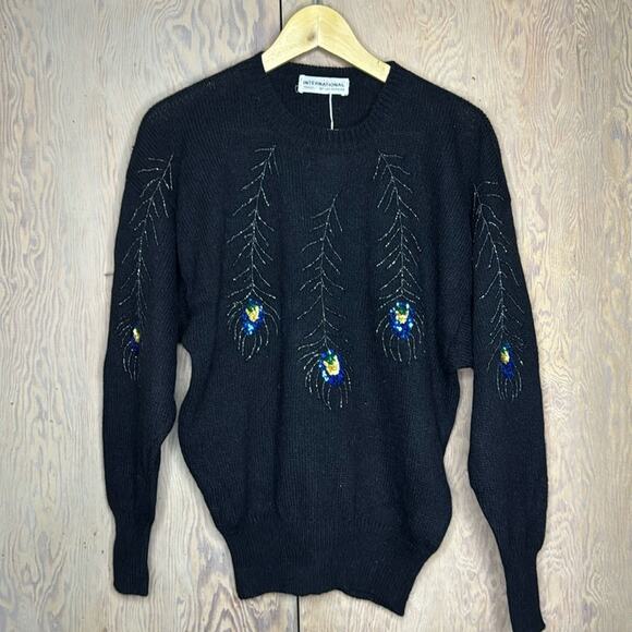 Les Copains Sweaters - NWT Vintage international tricot Les Copains Black Beaded Embellishments Sweater